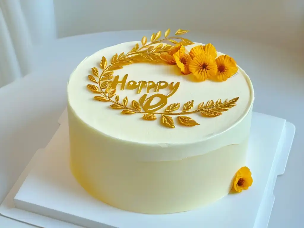 Detalle de lettering comestible dorado en pastel: 'creatividad'