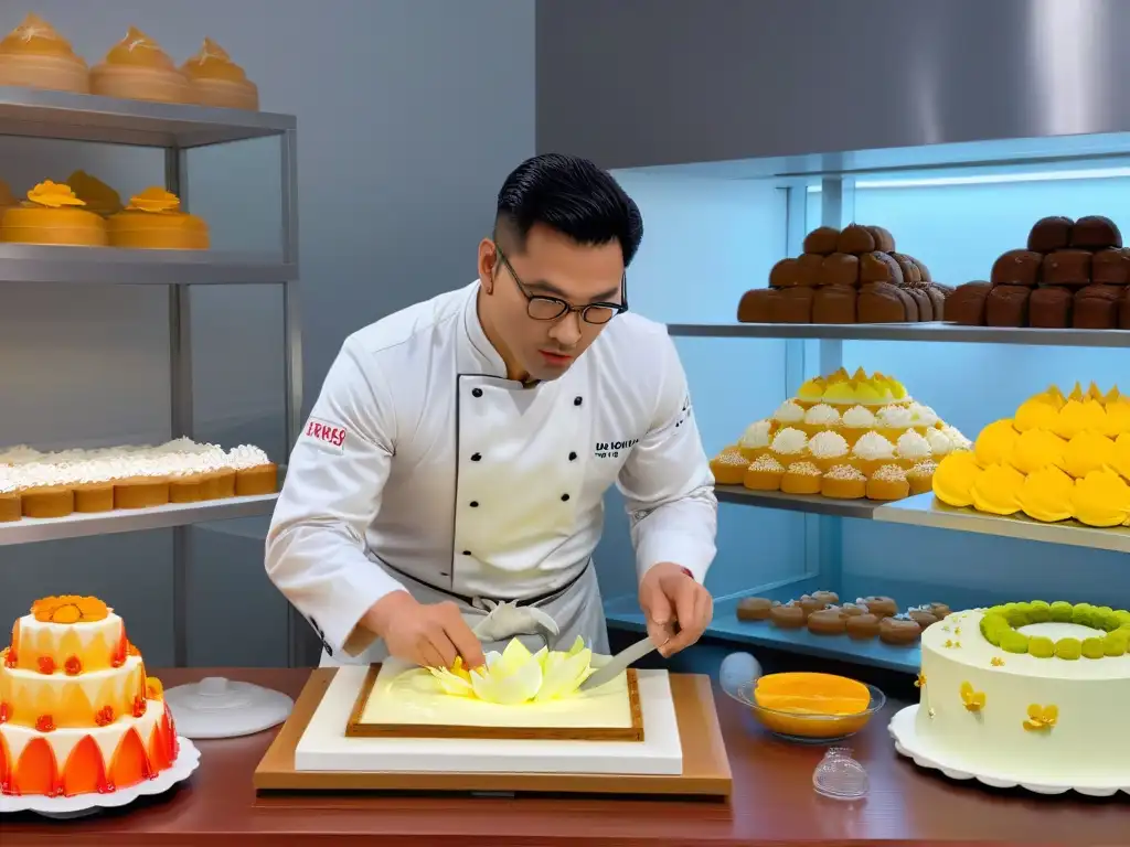 Detalle de la meticulosa creación de flores de azúcar por Christian Escribà, resaltando la historia de repostería