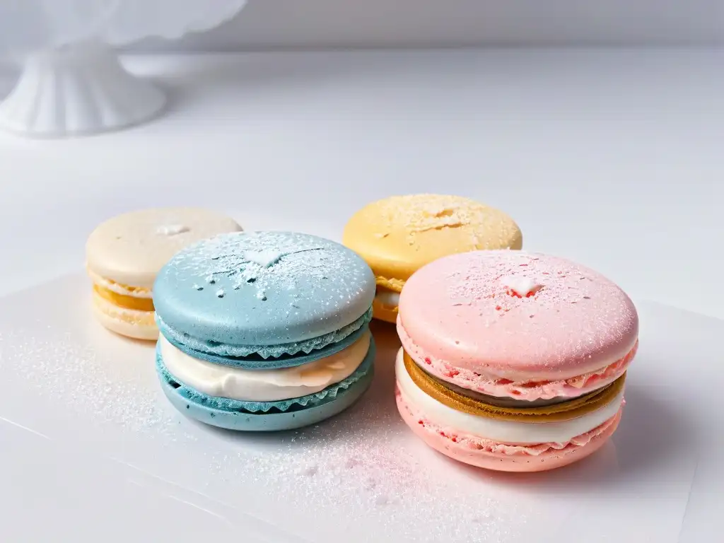 Detalle de un macaron perfecto con decoraciones vibrantes y elegantes