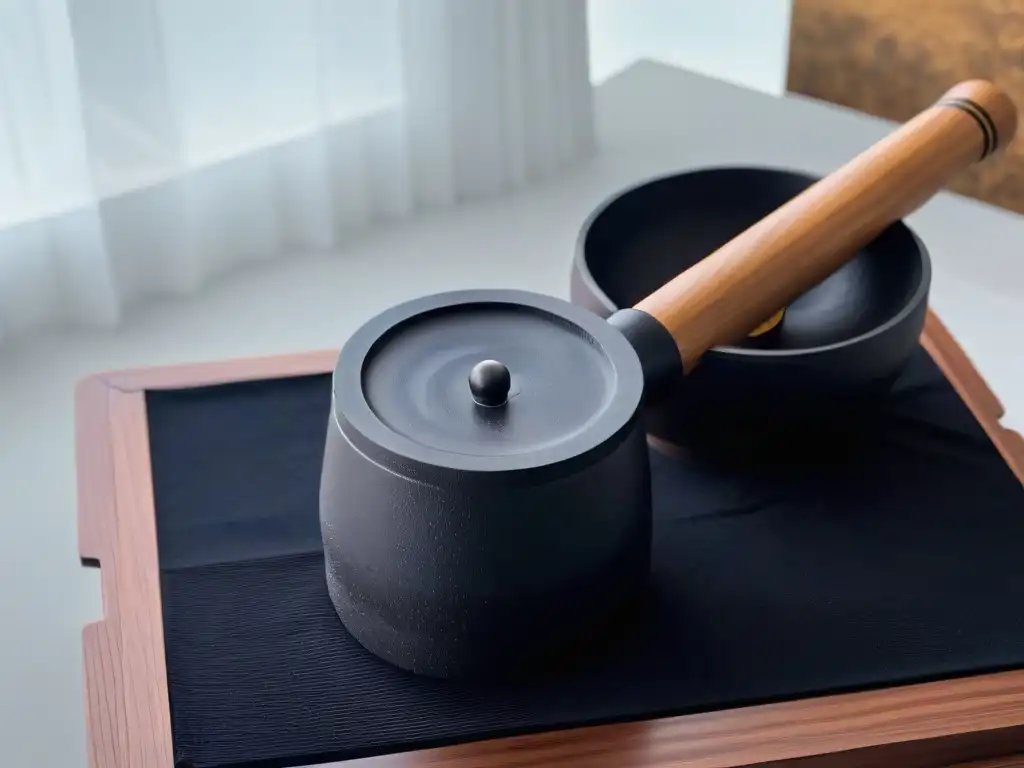 Detalles de un set japonés de mazo y mortero: tradición y artesanía Detalle de un set tradicional japonés de mazo y mortero, resaltando la belleza de la madera y las diferencias en la preparación de daifuku y mochi