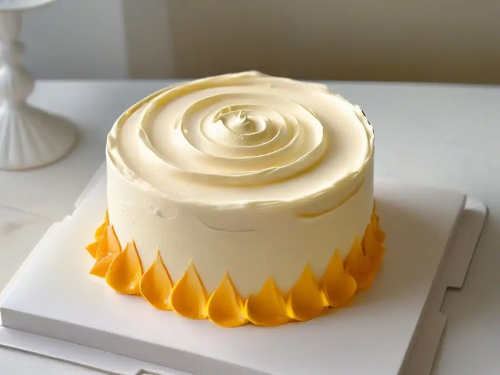 Detalle de técnica innovadora para decorar con cremas en postre exquisito