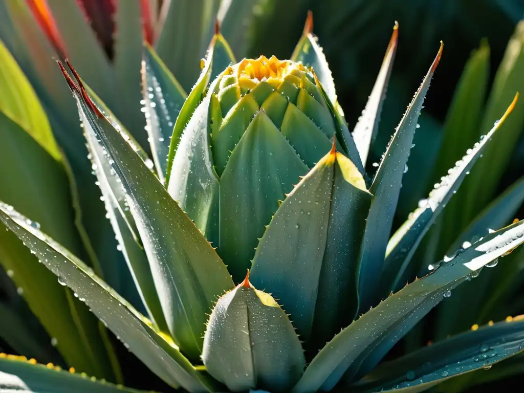 Detalles dorados de néctar en agave orgánico, dulzor puro para postres veganos