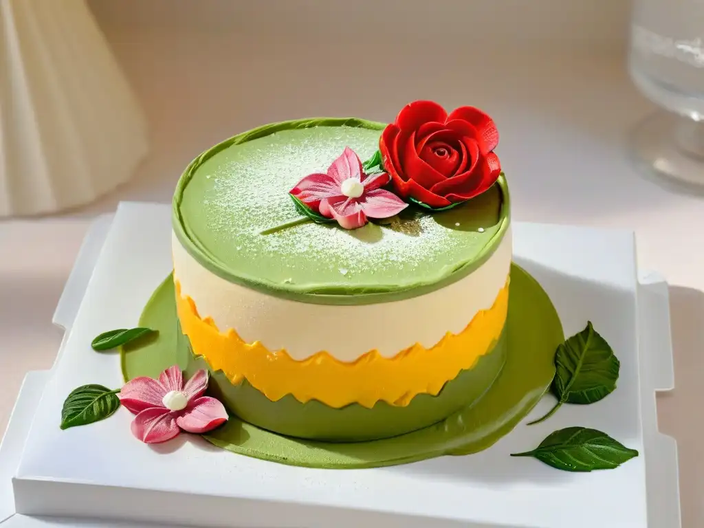 Macaron pintado a mano con intrincados diseños florales Detalles florales pintados a mano en un macaron, destacando técnicas de pintura comestible avanzadas