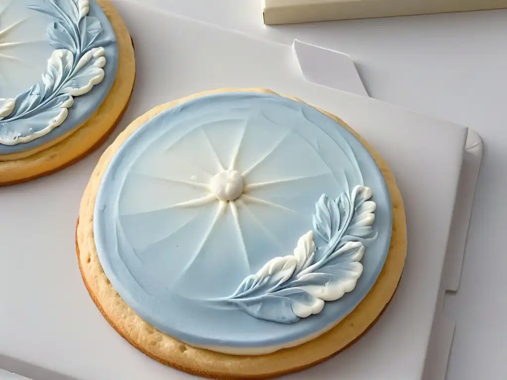 Detalles intricados de royal icing en galletas decoradas con técnicas avanzadas de royal icing