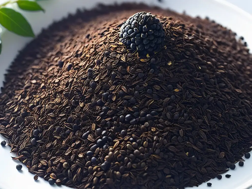 Detalles de una vaina de vainilla tahitiana madura con semillas negras aromáticas, en fondo blanco