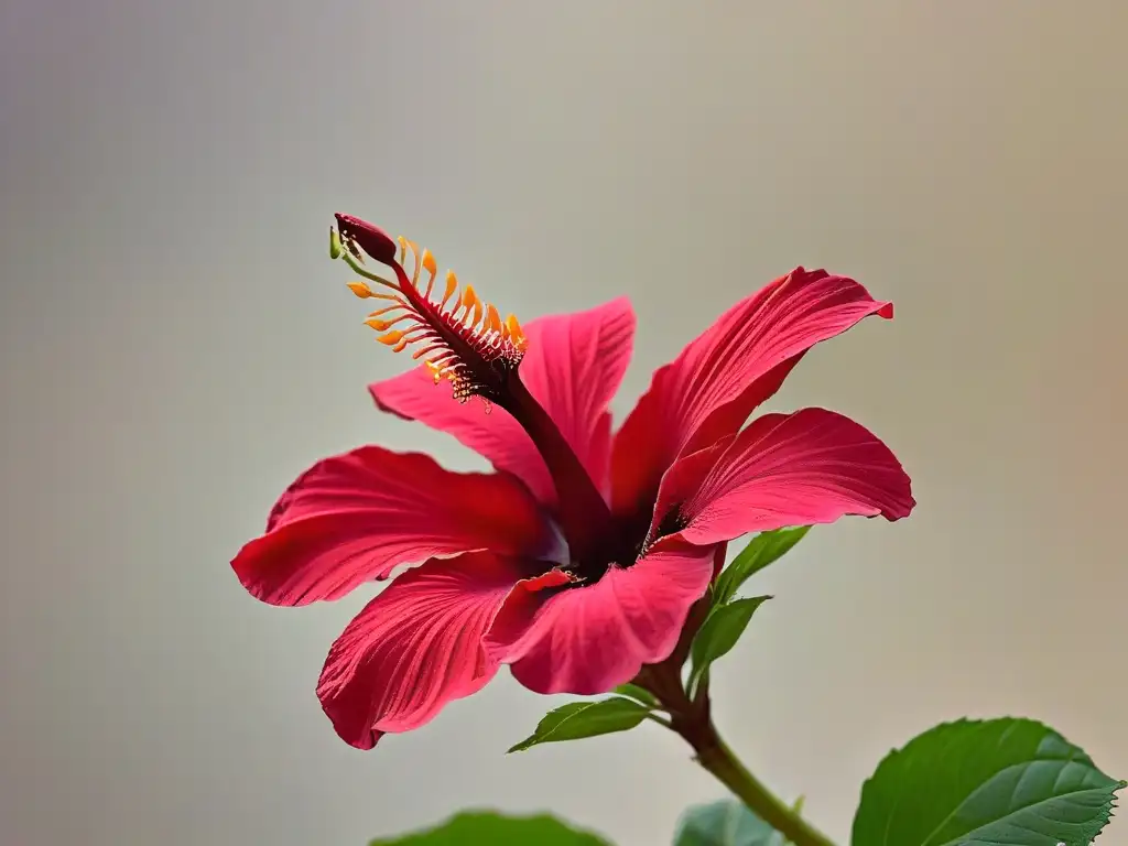 Detalles vibrantes de una flor de jamaica resaltando su belleza natural