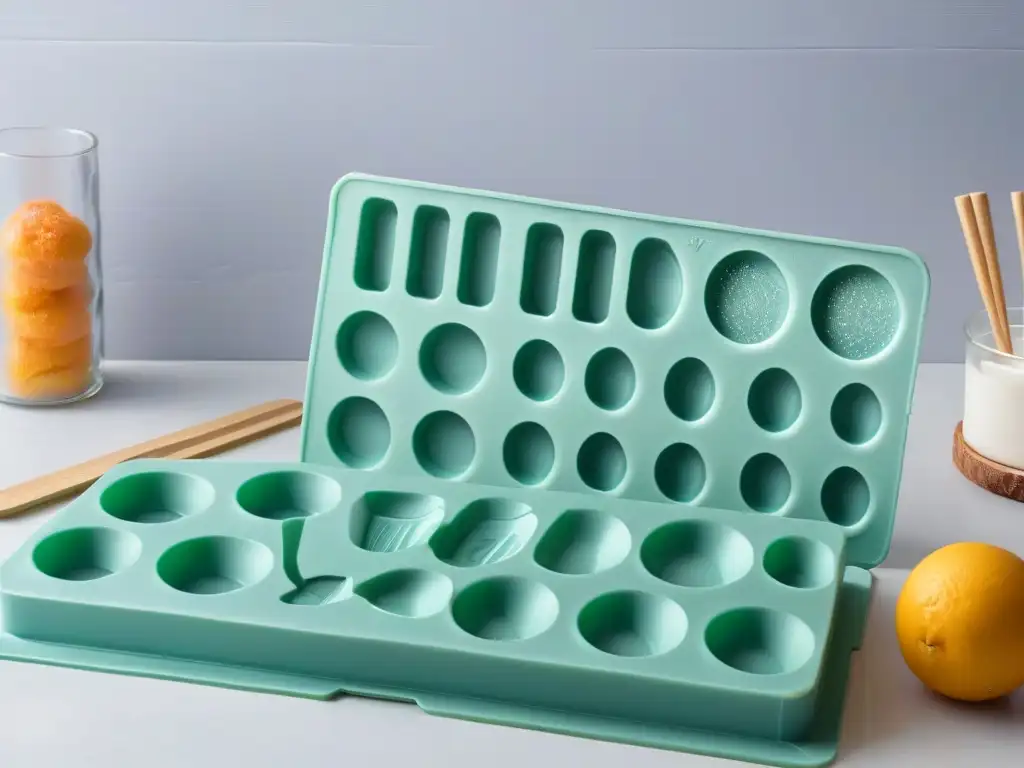 Detalles vibrantes de moldes silicona repostería creativa en cocina moderna