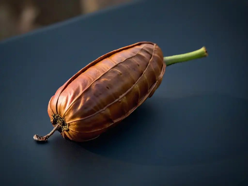 Detalles vibrantes de una vaina de tamarindo abierta al sol, listo para recetas con pulpa de tamarindo