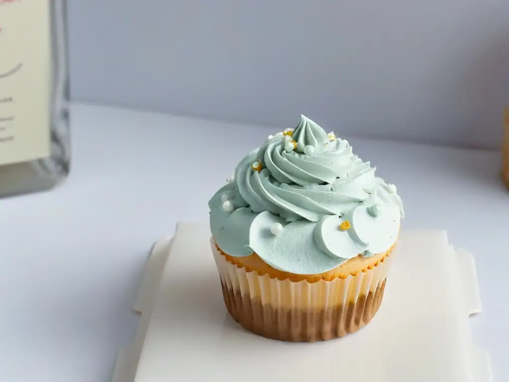 Diseño minimalista de logo para pastelería con cupcake elegante en tonos pastel sobre fondo blanco