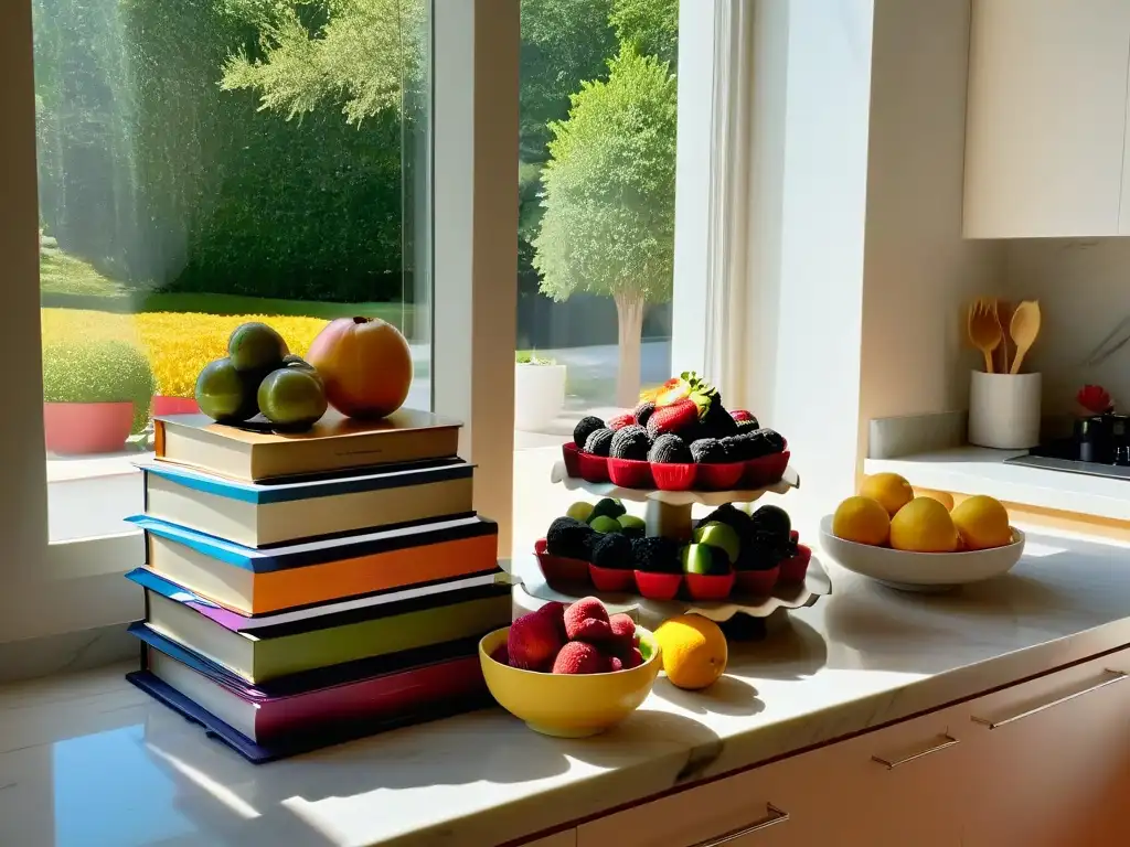 Elegante cocina moderna con equipamiento para repostería organizado