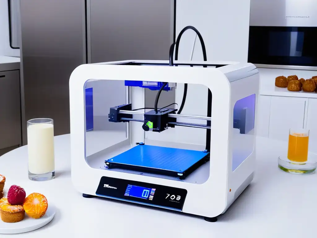 Un elegante equipamiento impresión 3D postres, listo para crear delicias detalladas y sofisticadas