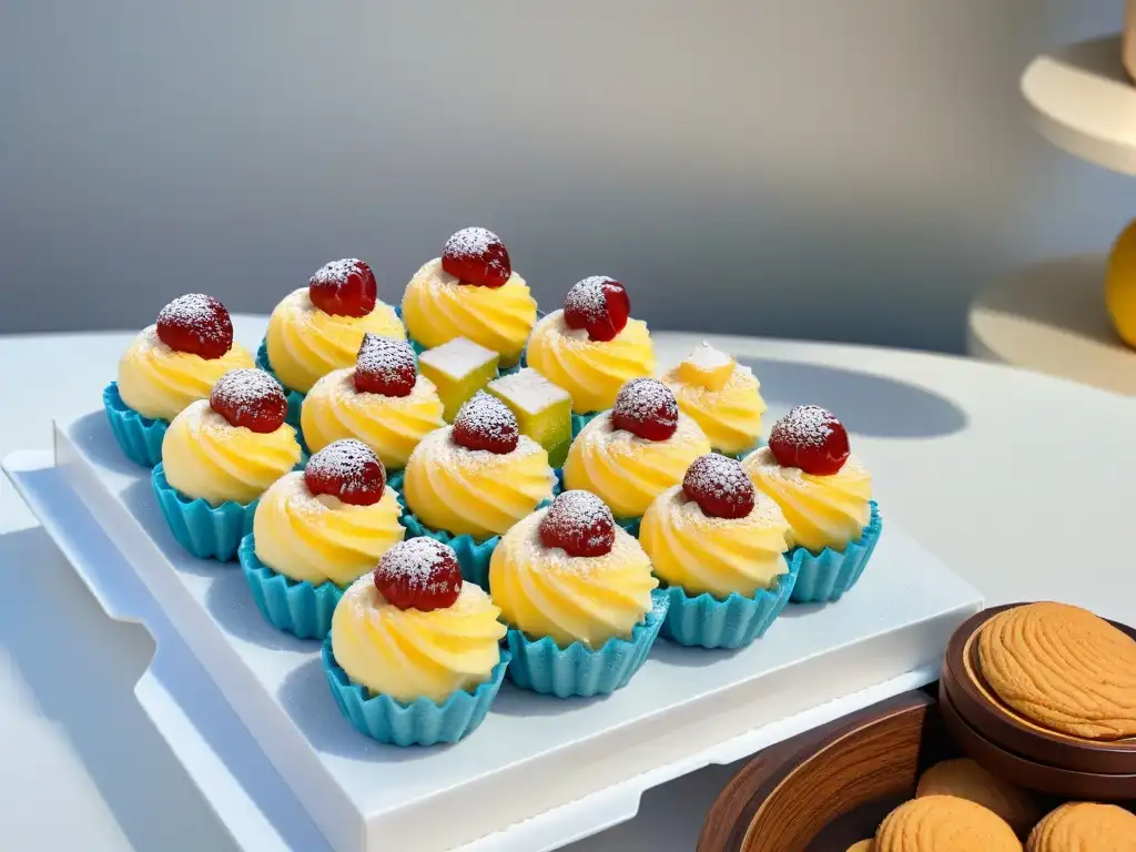 Una elegante exhibición de postres keto sin horno en una encimera de cocina minimalista