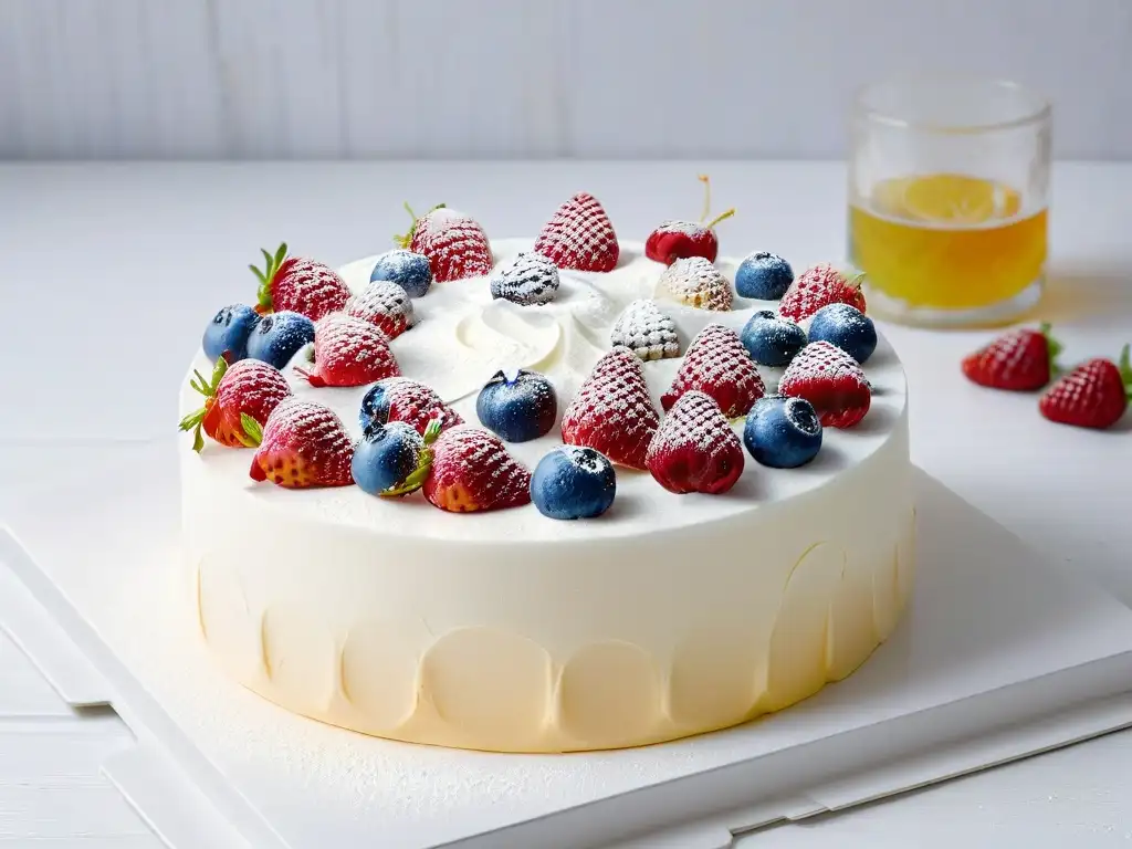 Encantadora encimera de mármol blanco con frutas frescas Un elegante y fresco mostrador de mármol blanco con bayas brillantes