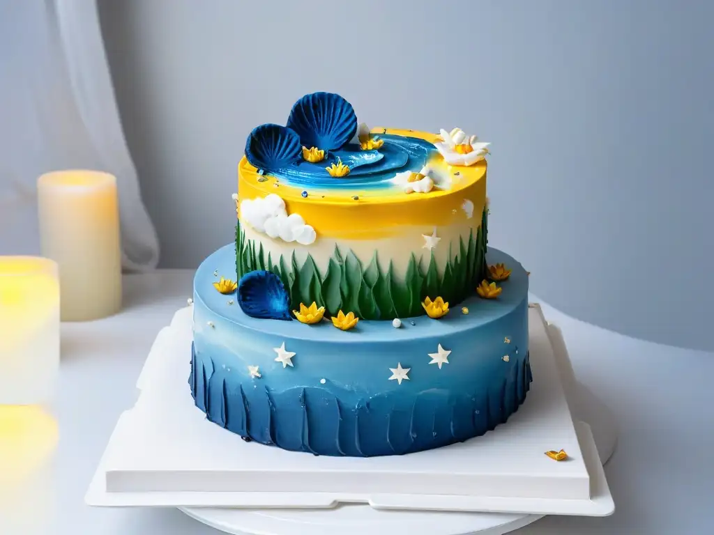 Elegante merchandising temático de repostería arte con pasteles decorados inspirados en famosas obras pictóricas