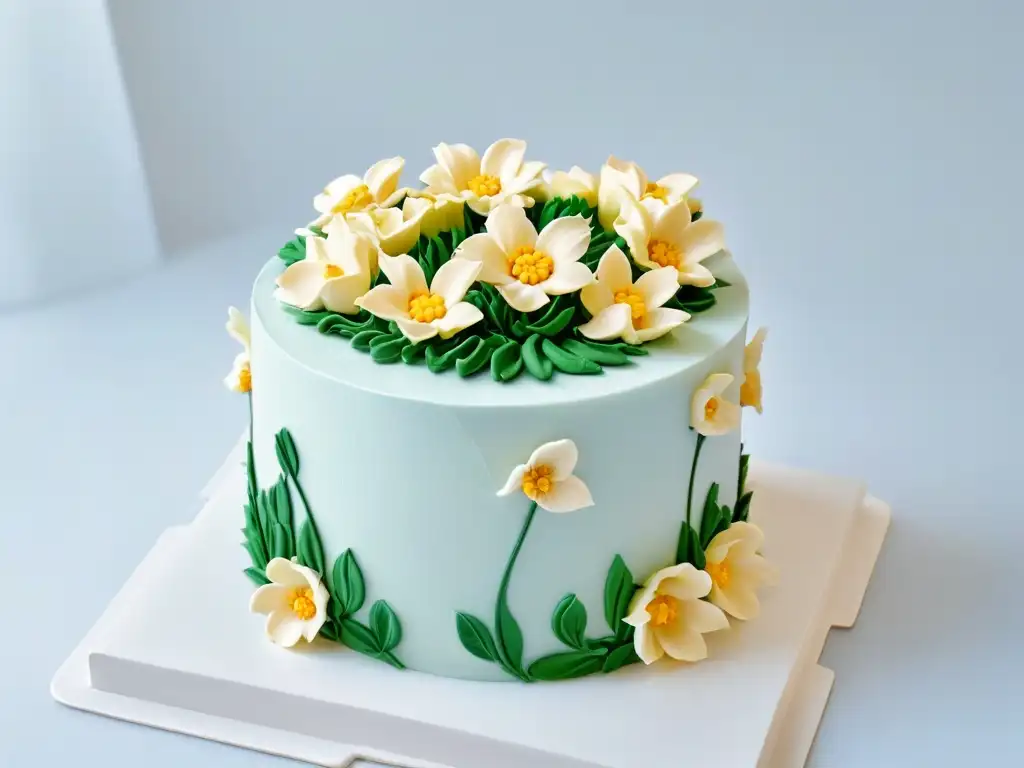 Un elegante pastel sin gluten decorado con flores de fondant y detalles de repostería para celiacos mitos