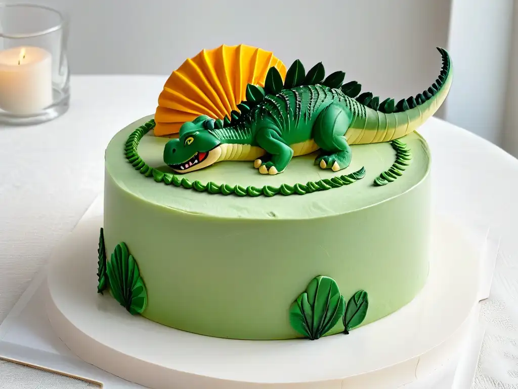 Un elegante pastel velocijurásico en una cocina moderna de mármol