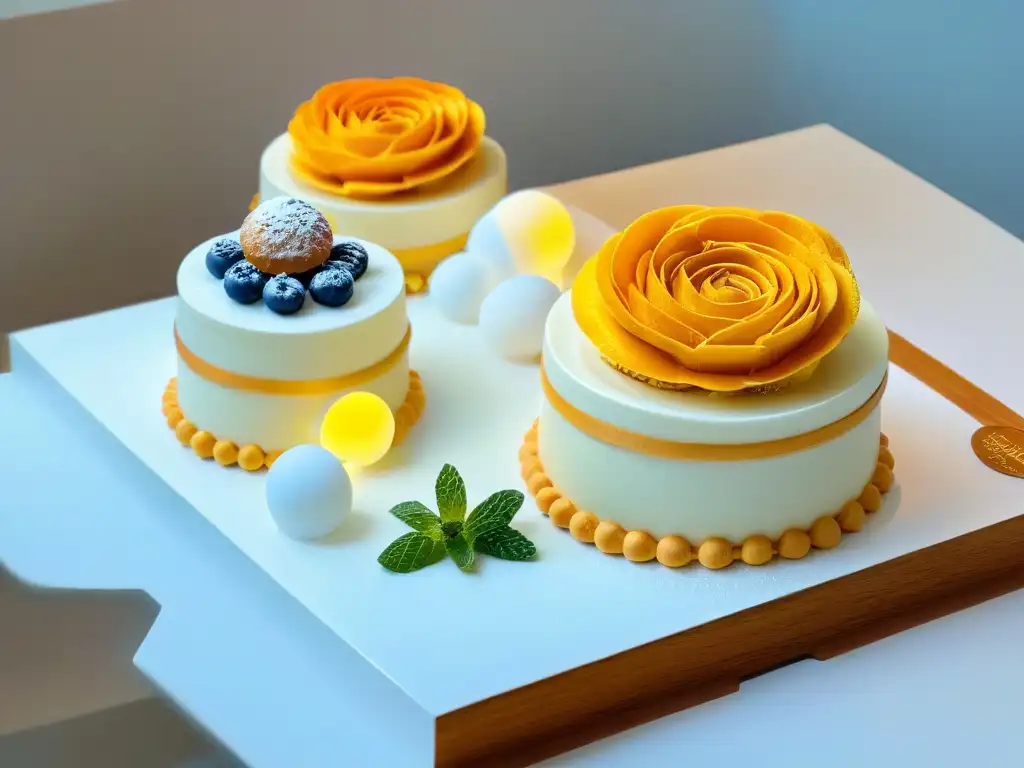 Diseño de repostería moderna: pastelería artística en cocina elegante Elegante repostería en revistas era digital, pastelería moderna y colorida en cocina minimalista
