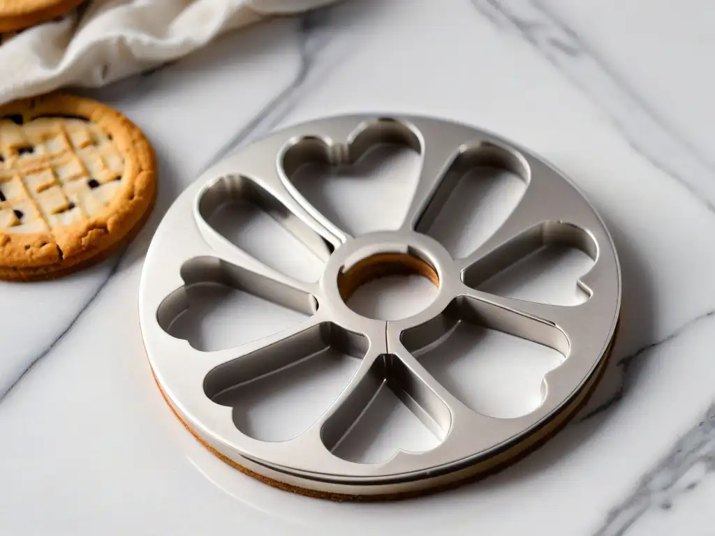 Un elegante set de cortadores de galletas de alta gama en mármol blanco