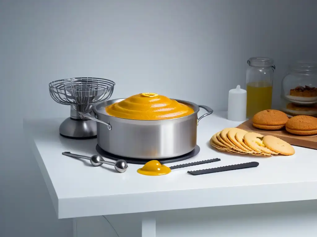 Encimera de cocina moderna con utensilios para postres fáciles sin horno