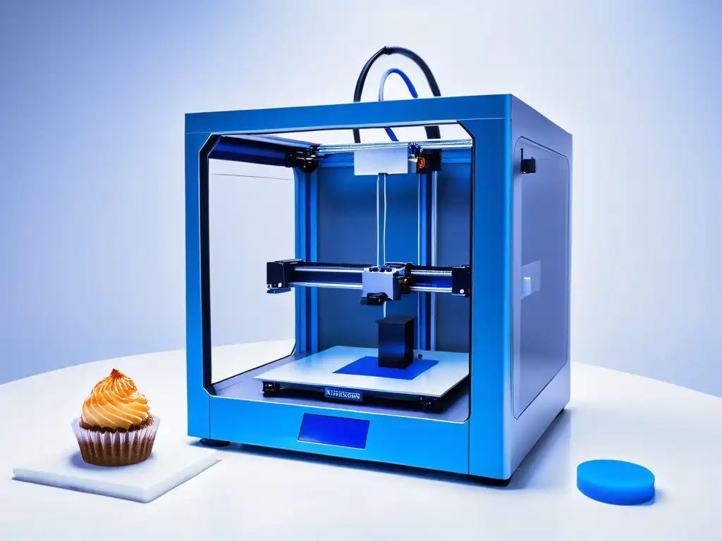 Equipo de impresión 3D para postres con diseño minimalista y tecnología avanzada