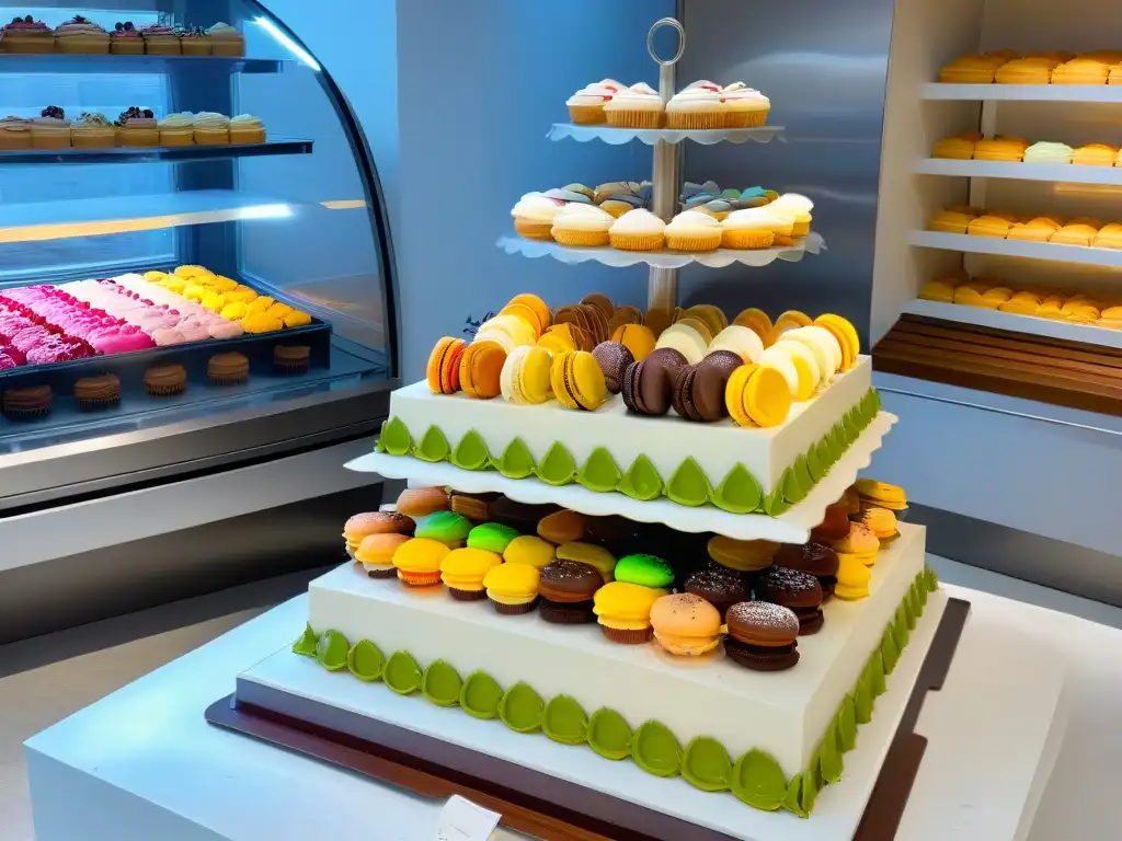 Un escaparate de panadería moderno y elegante lleno de postres exquisitos