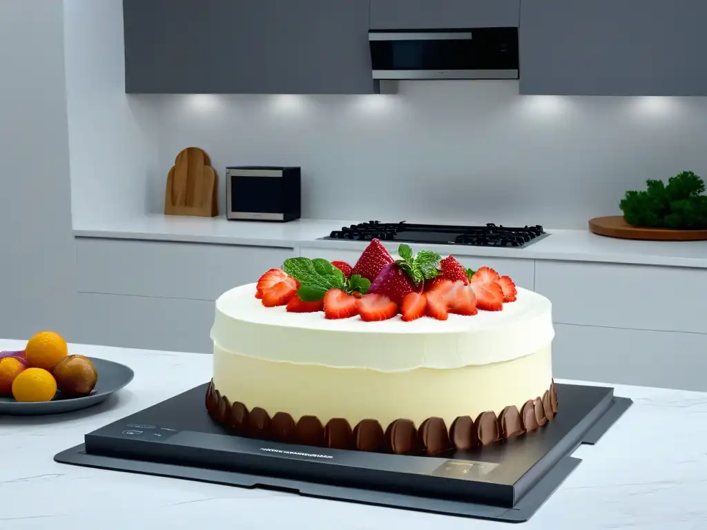 Escena de cocina moderna con Realidad Aumentada educación culinaria repostería