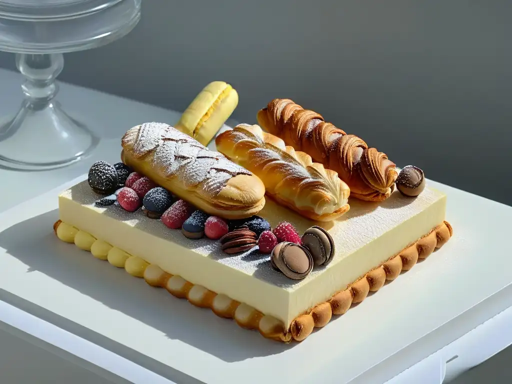 Escena elegante de repostería clásica en una cocina serena con tendencias globales