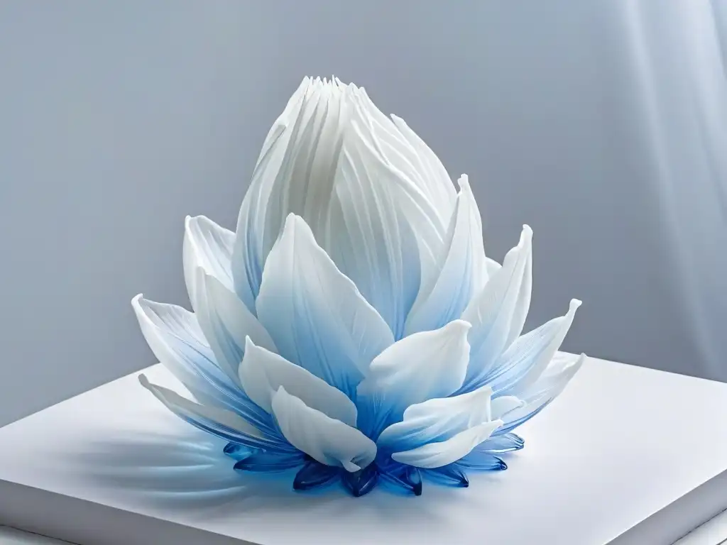 Escultura transparente de isomalt en repostería, detalle delicado y brillante artesanía