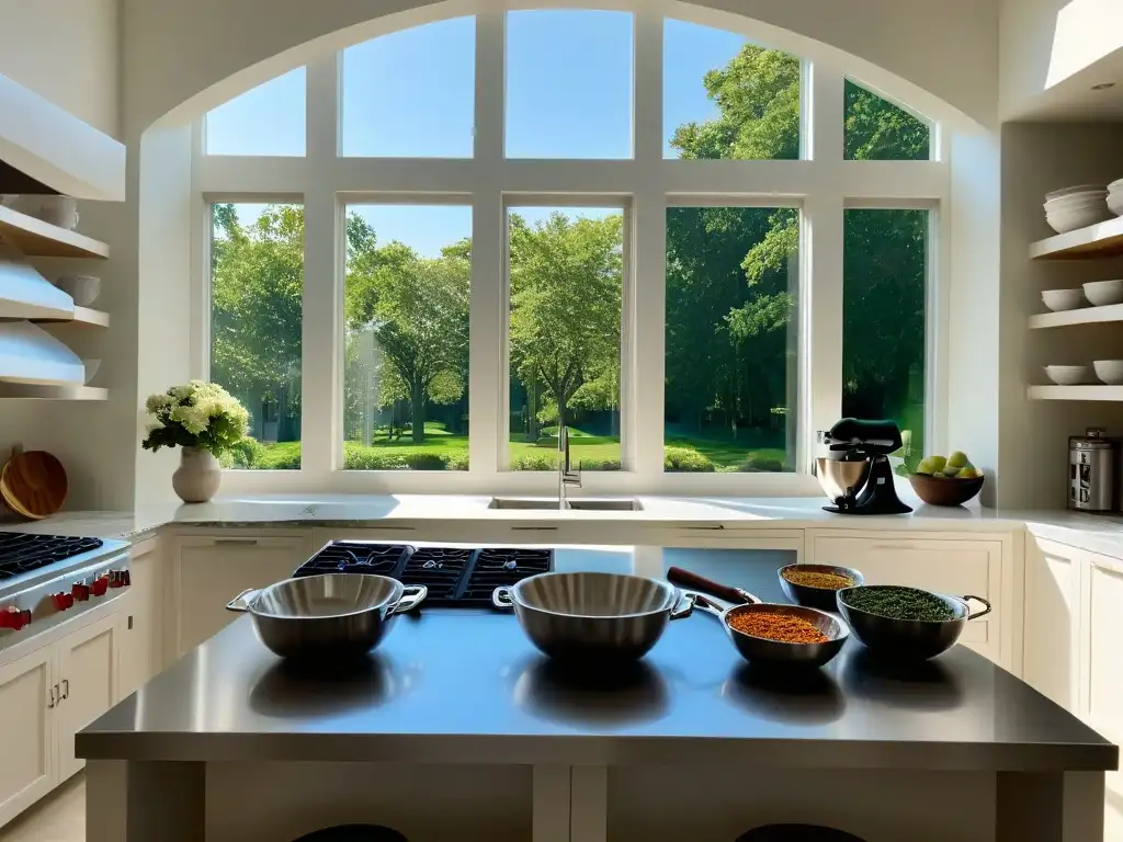 Un espacio de cocina elegante y acogedor con utensilios de repostería organizados, perfecto para Retiros de cocina repostería experto