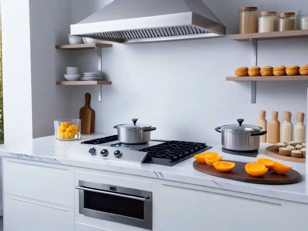 Un espacio de cocina elegante y sofisticado, con utensilios de repostería organizados