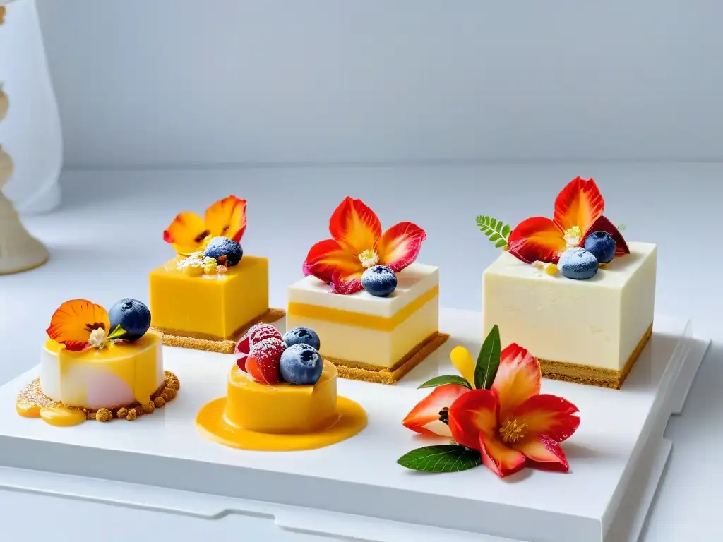 Una exhibición elegante de postres, estrategias de merchandising postres efectivo, con colores vibrantes y detalles sofisticados