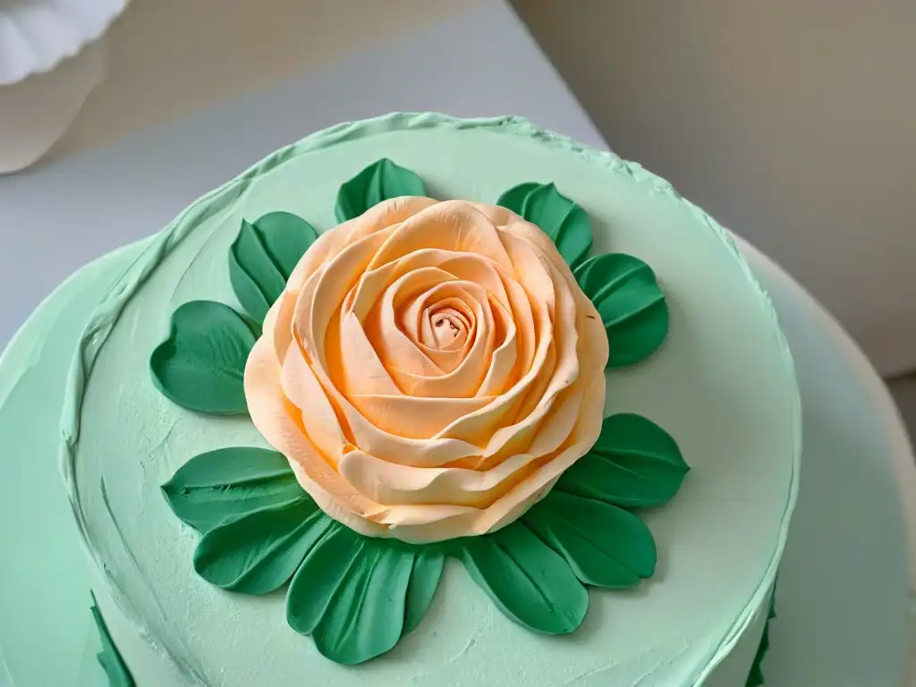 Un experimentado repostero modelando una rosa de fondant con destreza y precisión