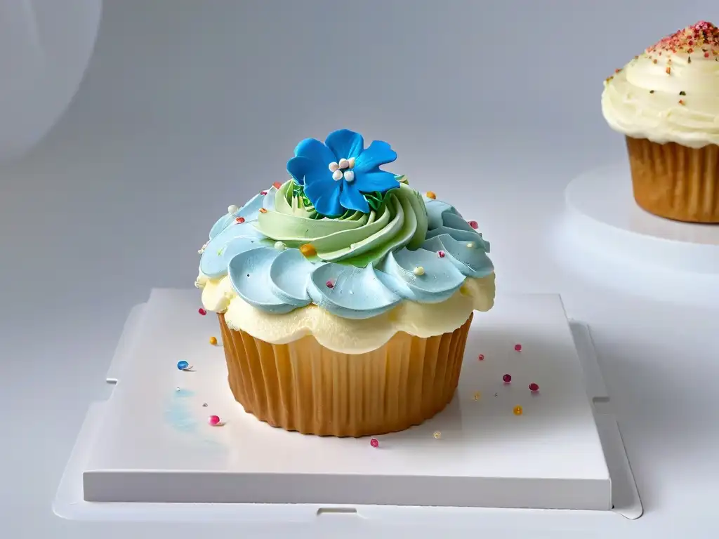 Deléitate con una exquisita creación de repostería con Realidad Aumentada: un cupcake 3D lleno de detalles y colores vibrantes en el aire