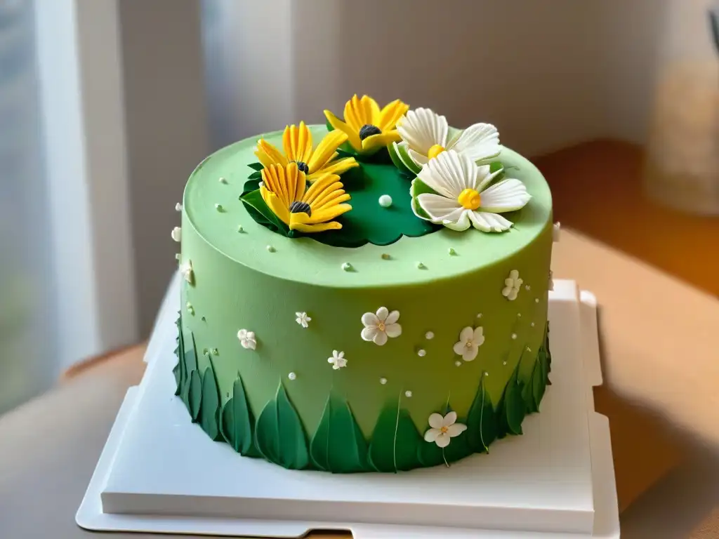 Pastel minimalista con decoraciones artísticas detalladas Una exquisita decoración de pastel fusionando tendencias artísticas, con detalles meticulosos y sofisticación creativa