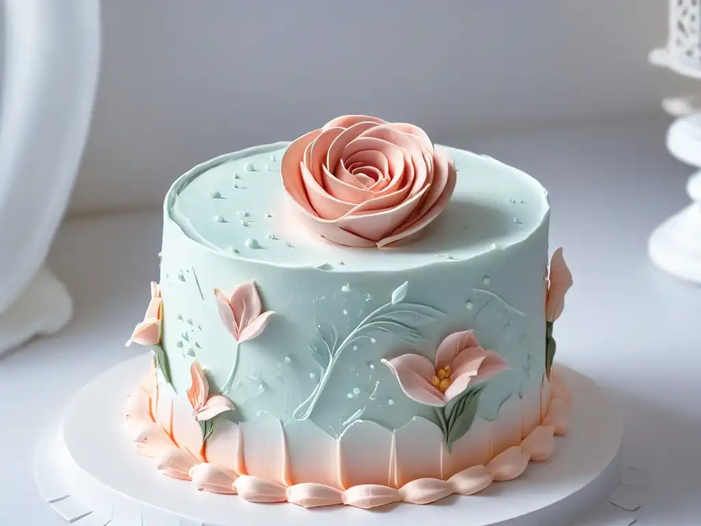 Exquisita rosa de fondant siendo creada con destreza