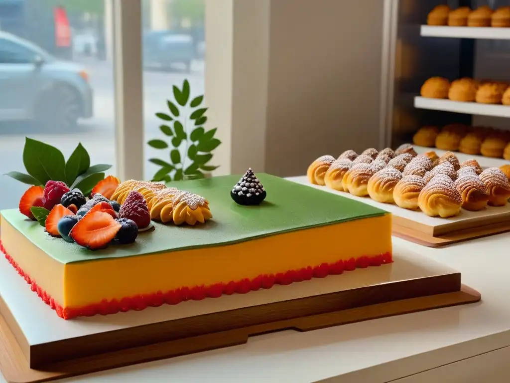 Una exquisita exhibición de repostería avanzada en una elegante cocina minimalista