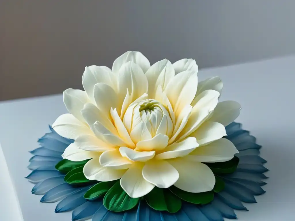 Una exquisita flor de azúcar artesanal con detalles realistas en un festival de repostería