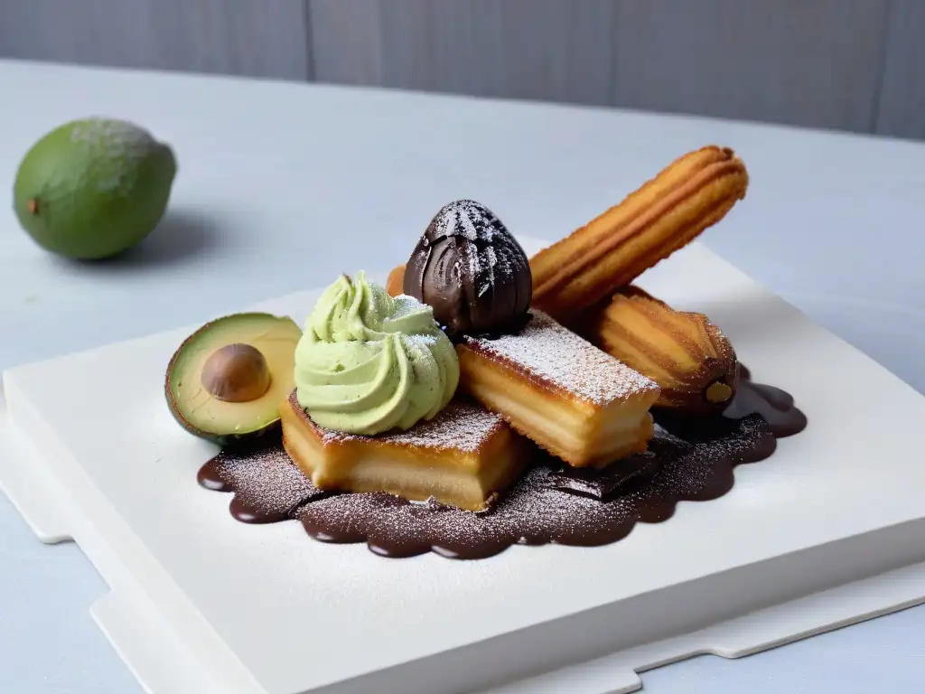 Una exquisita fusión de churros tradicionales y helado de aguacate
