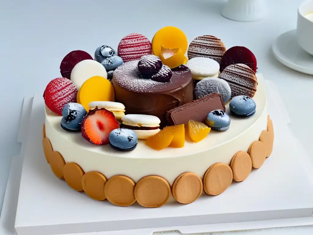 Una exquisita muestra de repostería multicultural tendencias globales con macarons, tiramisú, mochi, brownies y gulab jamun