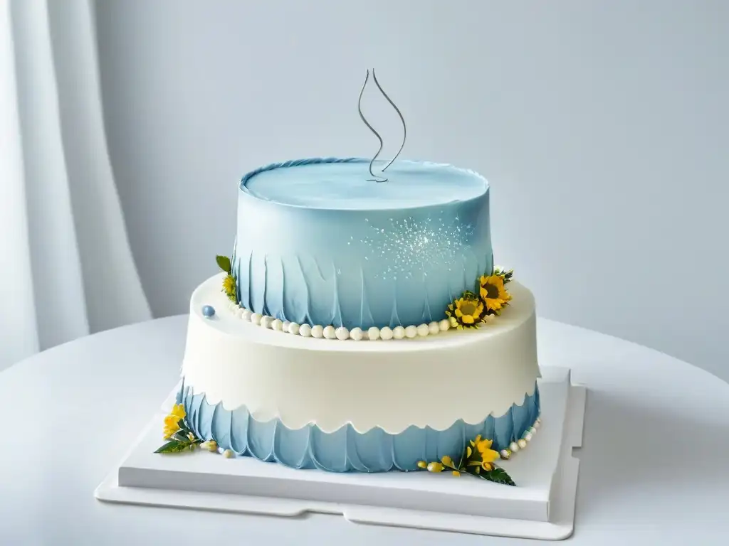 Exquisita decoración de pasteles con plantillas en un pastel elegantemente diseñado