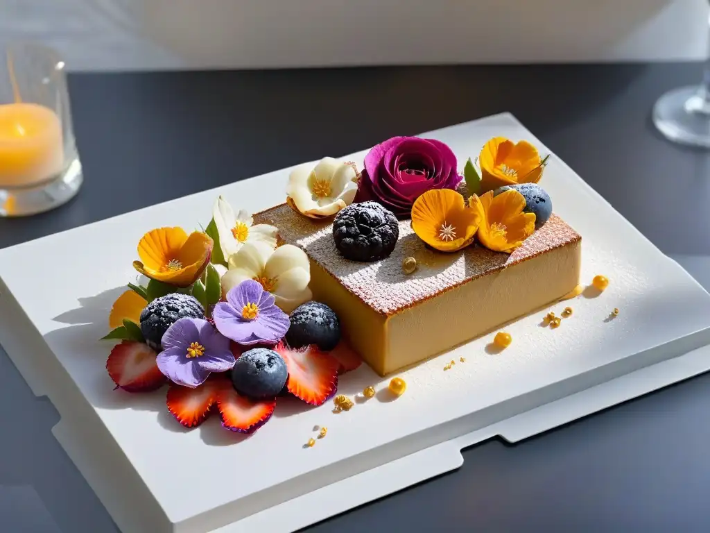 Exquisita presentación de postres de fusión para eventos en plato moderno y elegante