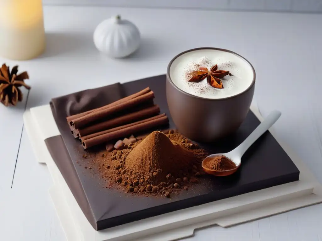 Exquisita receta chocolate a la taza con ingredientes de lujo en elegante cocina moderna