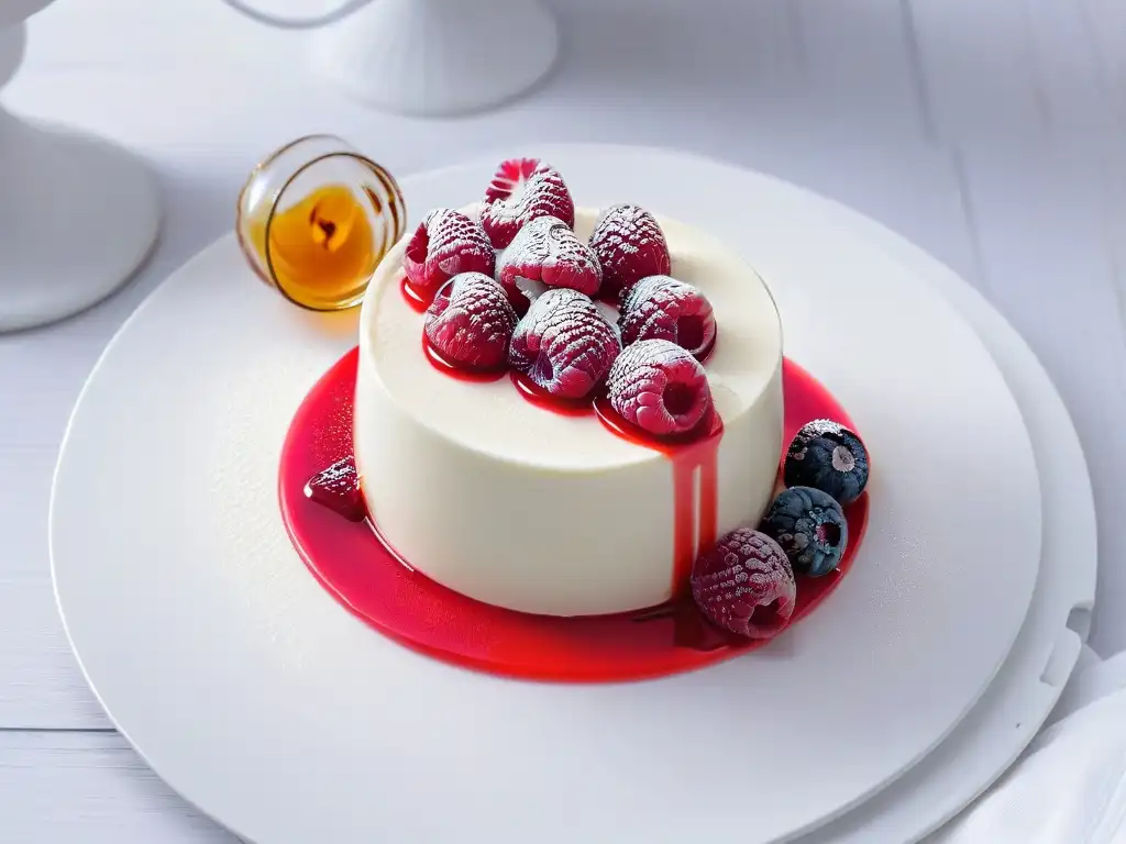 Una exquisita Receta Panna Cotta coulis frambuesa: Panna Cotta con coulis de frambuesa brillante y vibrante, una combinación lujosa y tentadora