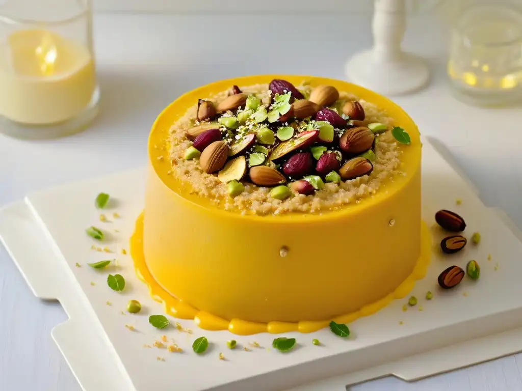 Exquisita receta halva africana fácil: halva con pistachos y miel, textura y colores vibrantes