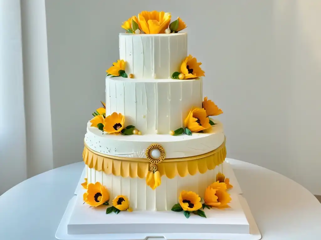 Exquisita repostería neoclásica con elementos de arte antiguo en un pastel decorado con esculturas griegas y romanas