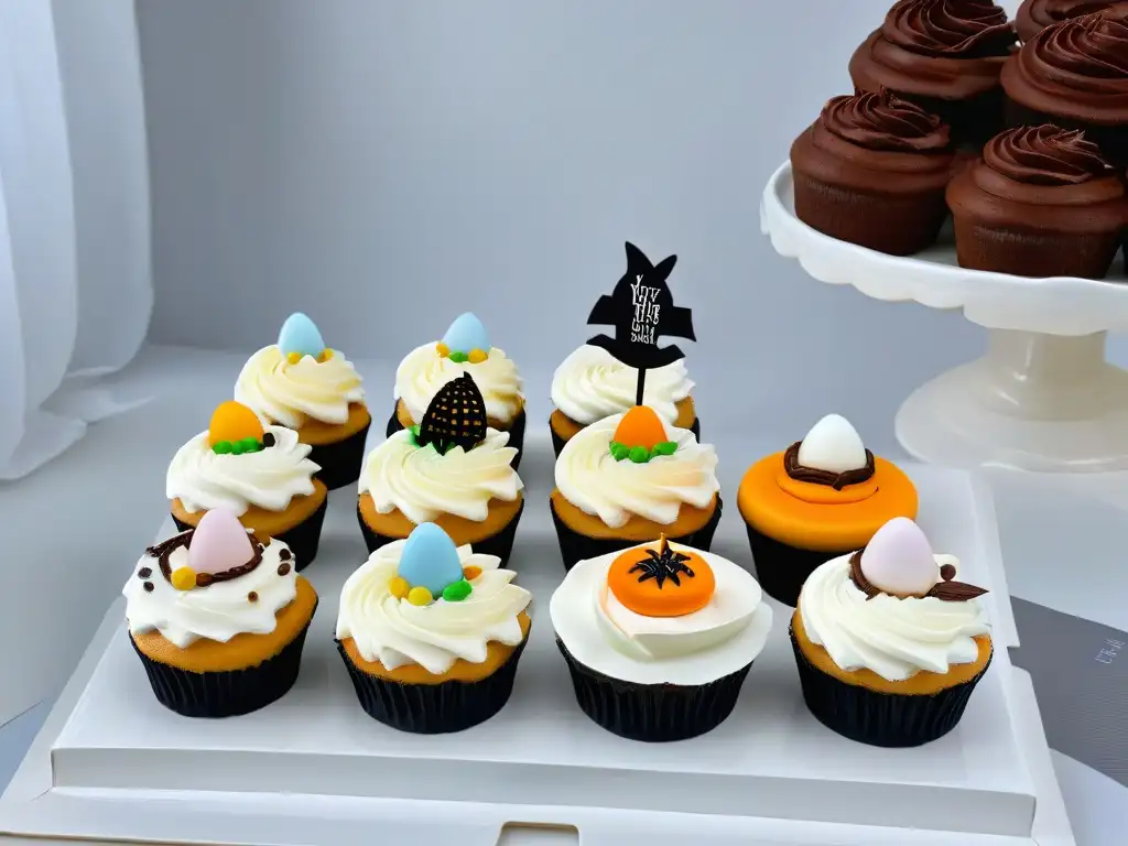 Deliciosas cupcakes decoradas para cada ocasión Exquisita repostería temática para talleres estacionales en mármol blanco