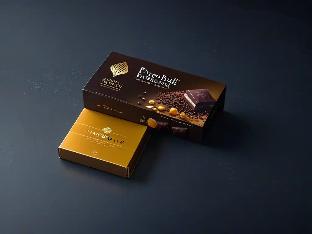 Una exquisita selección de las mejores marcas de chocolate, perfectamente organizadas en una elegante encimera de mármol negro