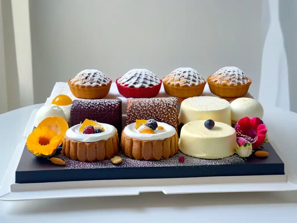Una exquisita selección de postres australianos tradicionales y modernos, coloridos y decorados, listos para deleitar