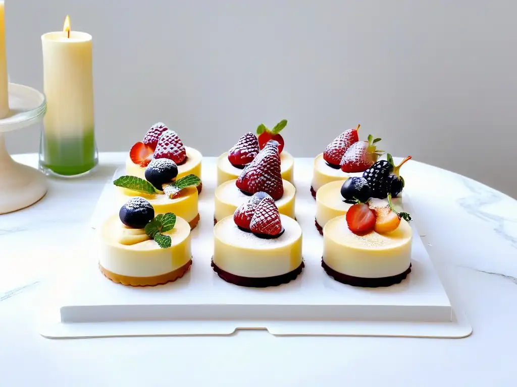 Deliciosos postres en copas de cristal: coloridos y elegantes Una exquisita selección de postres coloridos en vasitos sobre mármol blanco