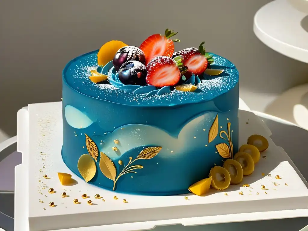 Una exquisita tarta con detalles en realidad aumentada en repostería